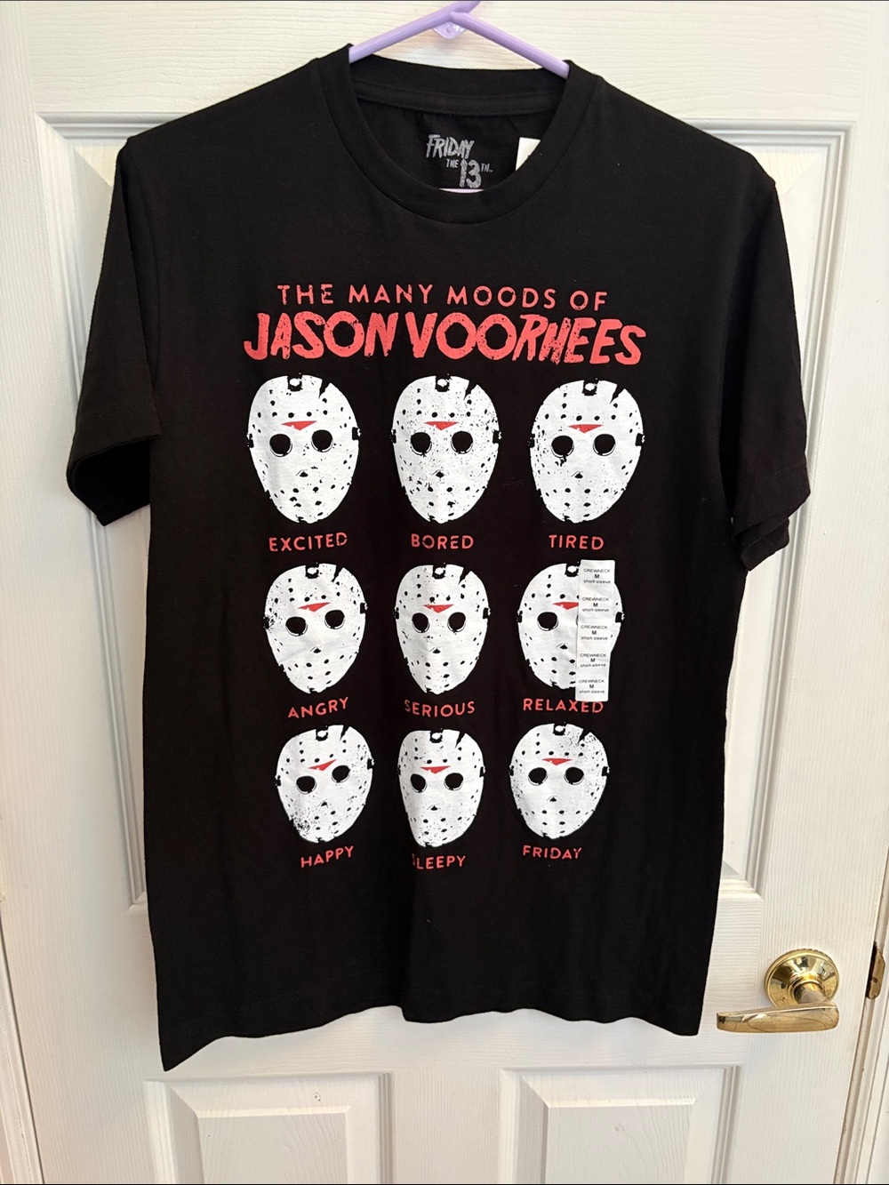 Friday the 13th NWT the many moods of Jason Voorhees Black Graphic Tee Medium